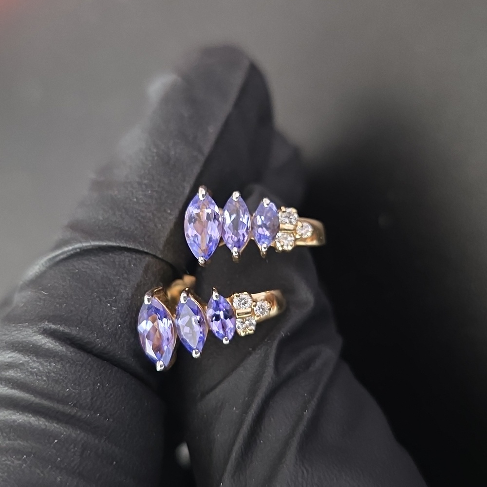 14K Gold Tanzanite & Diamond Earrings